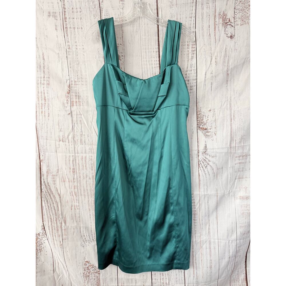 Calvin Klein Satin Cocktail Dress Caribbean Teal Size 10 NWT Midi Occasion Dress